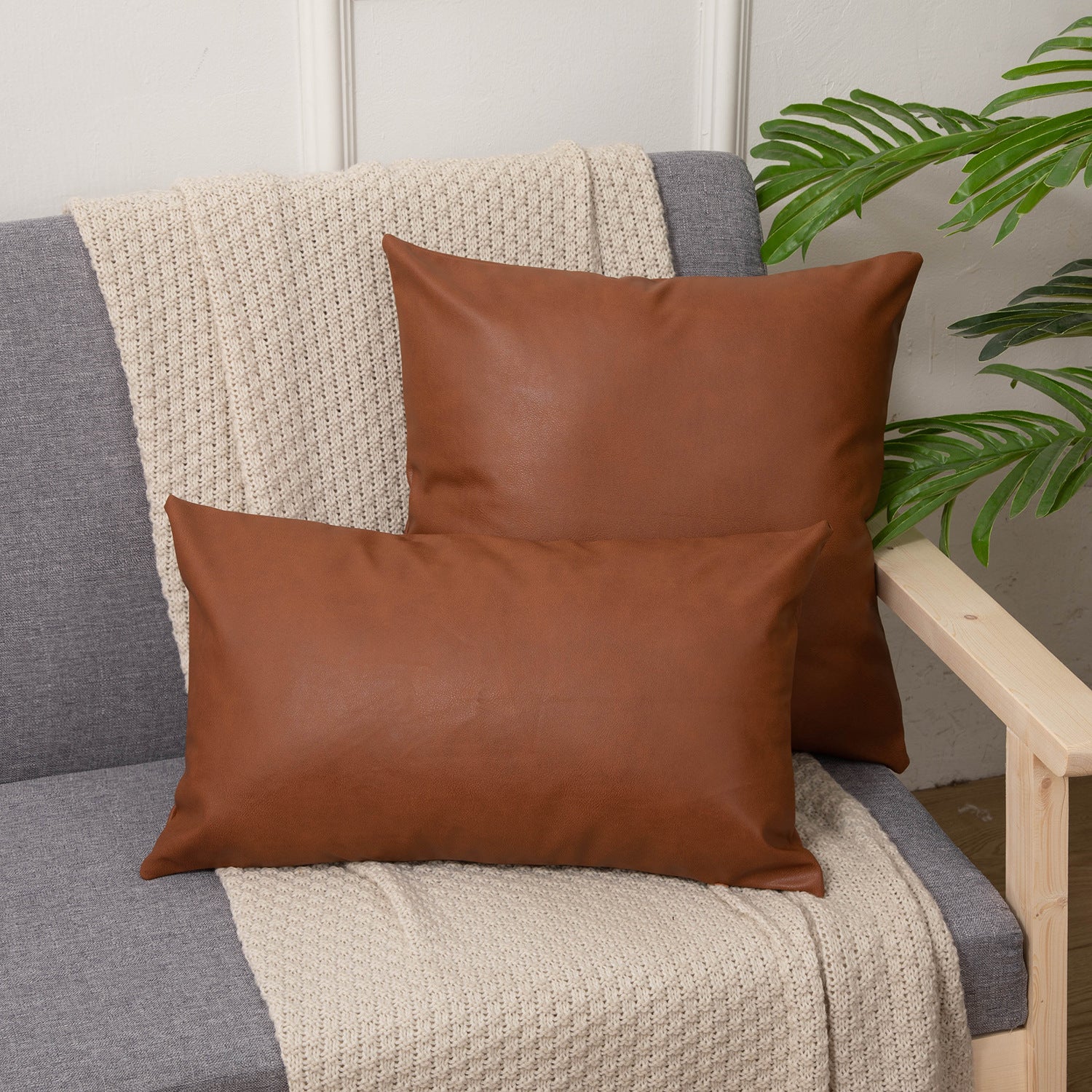Leather Pillowcase Cushion Sofa Cushion Pillow Cover - DropOnline.co