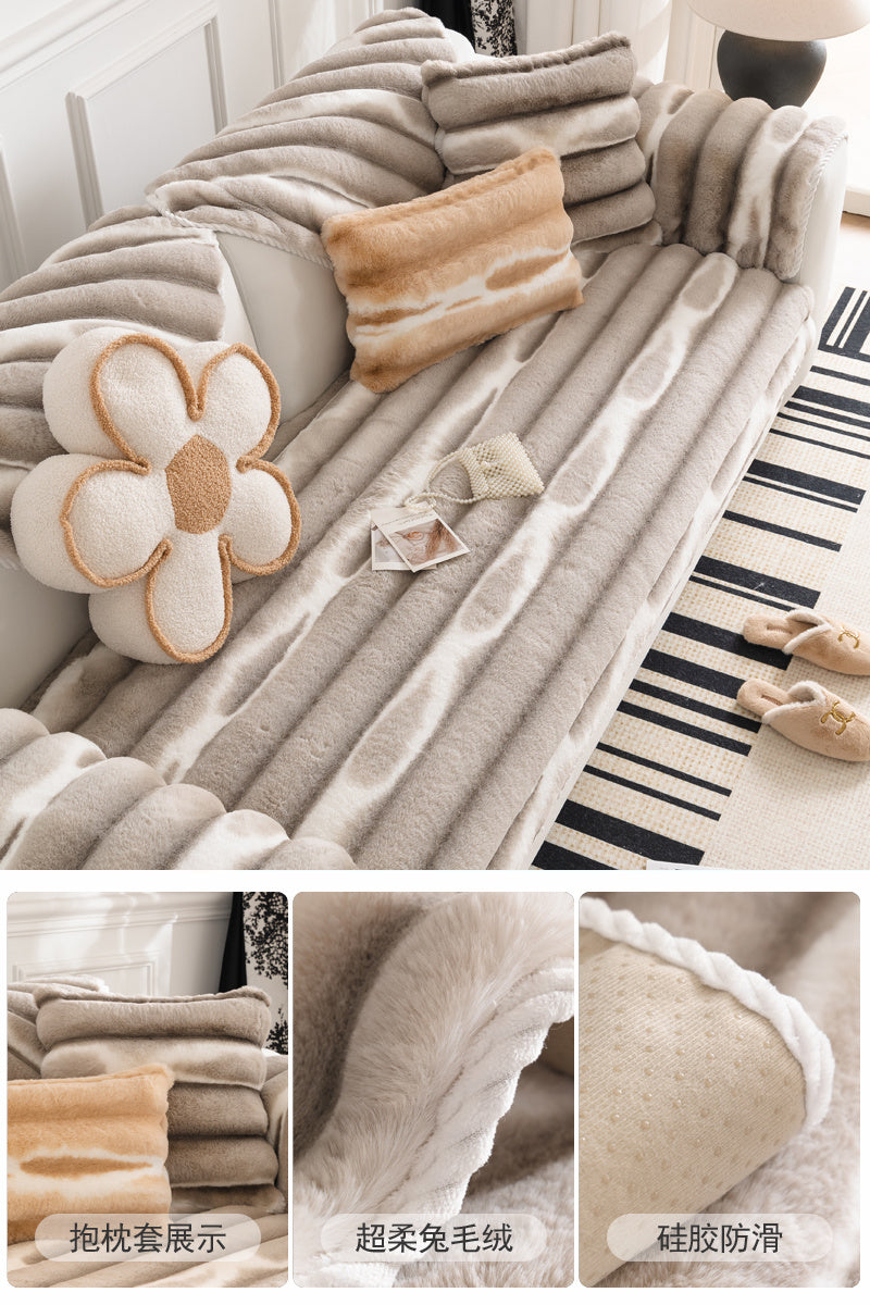 Rabbit Plush Sofa Cushion Non-slip Thickened Cushion - DropOnline.co