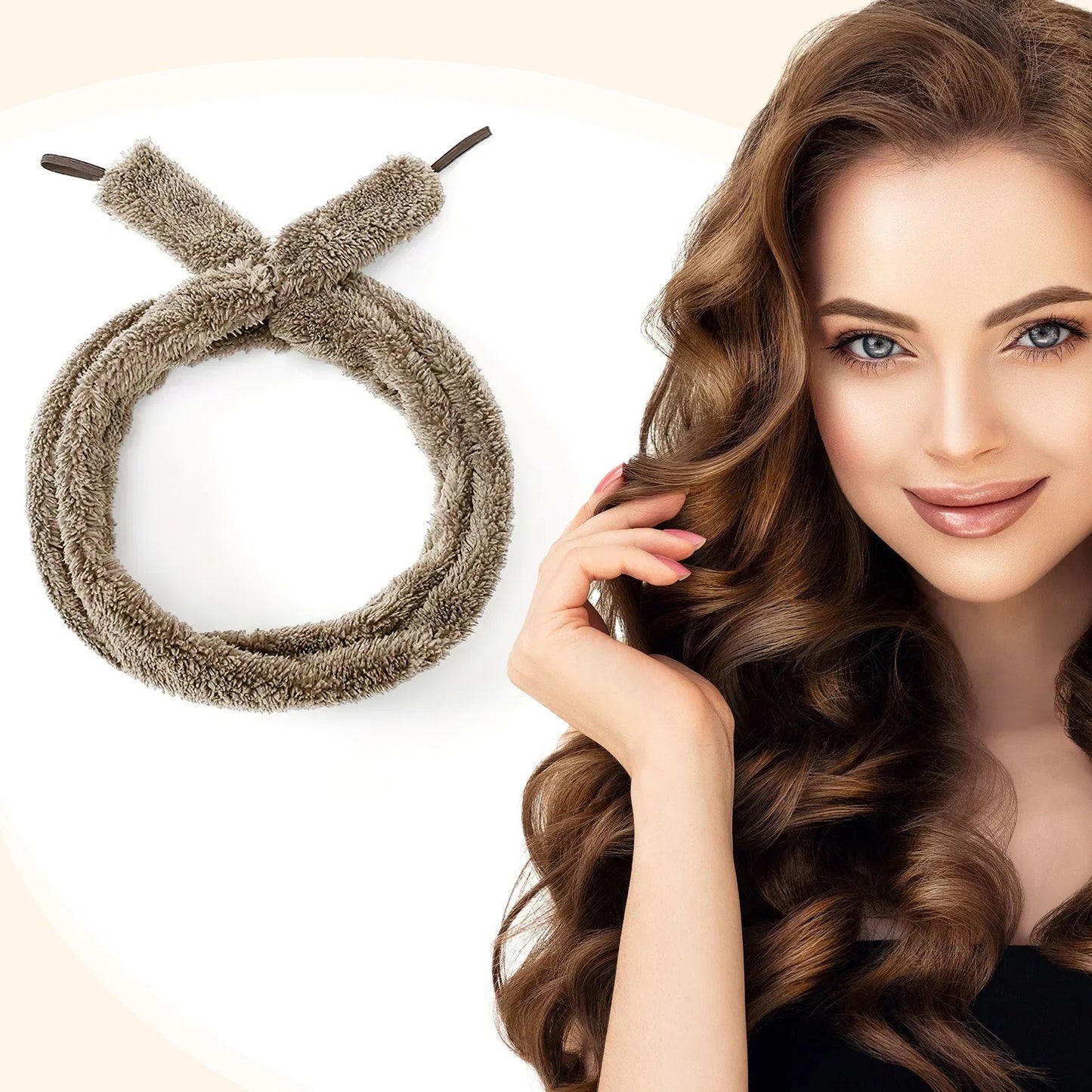 Satin Heatless Hair Curler, Lazy Natural Soft Wave DIY Heatless Curls For Sleep In Overnight, For All Hair Types - Light Brown - DropOnline.co