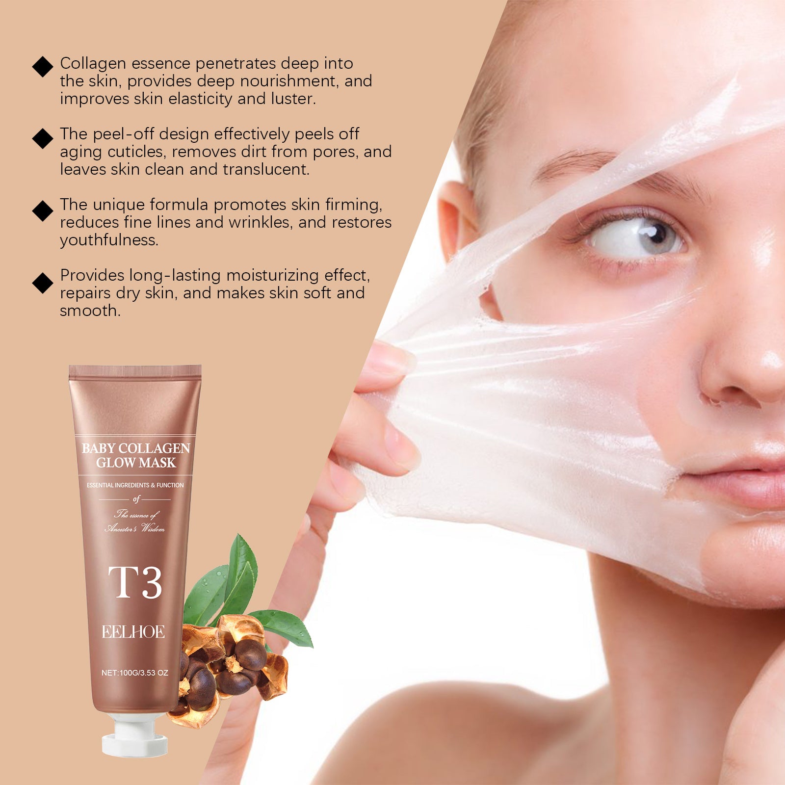 Collagen Peeling Mask Moisturizing, Hydrating, Anti-wrinkle And Brightening Peeling Mask - DropOnline.co