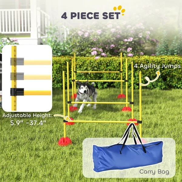 4 Piece Dog Agility Course Backyard Set , Carry Bag - DropOnline.co