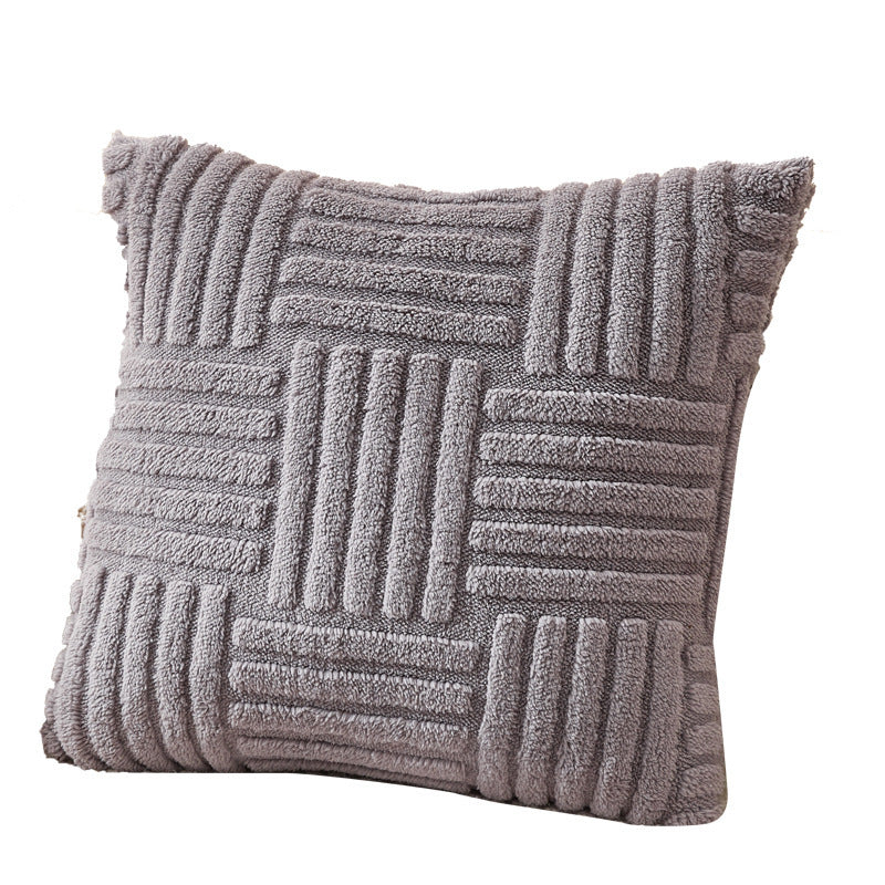 Sofa Bed Side Cushion Comfortable Velvet Vertical And Horizontal Lines Pillow Cover - DropOnline.co