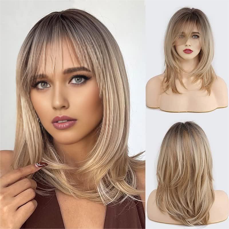Blonde Wig Long Curly Hair Non-toxic Wig, Shoulder-length Heat-resistant, Synthetic Wig Bangs, 20 Inches , Suitable For The Whole Scene. - DropOnline.co