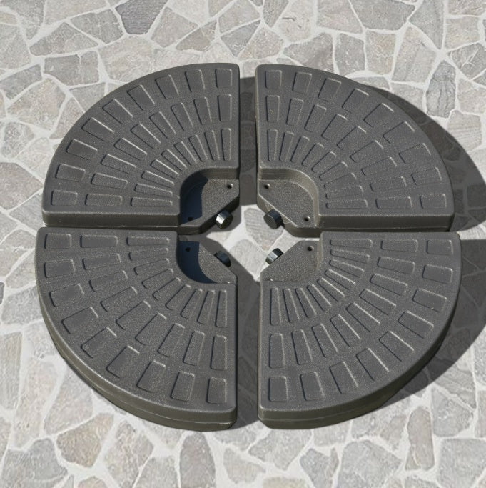 Cantilever Patio Umbrella Base Fan Shaped Weights With Handles Durable Material Coffee - DropOnline.co