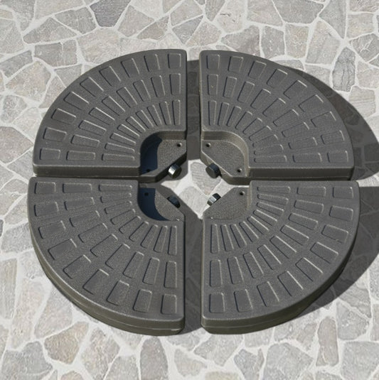 Cantilever Patio Umbrella Base Fan Shaped Weights With Handles Durable Material Coffee - DropOnline.co