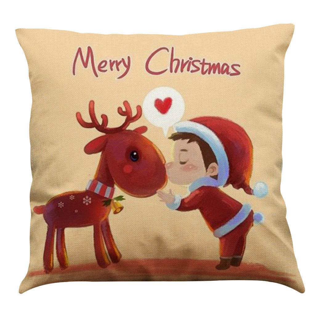 Christmas Cotton Linen Sofa Car Cushion Pillowcase - DropOnline.co