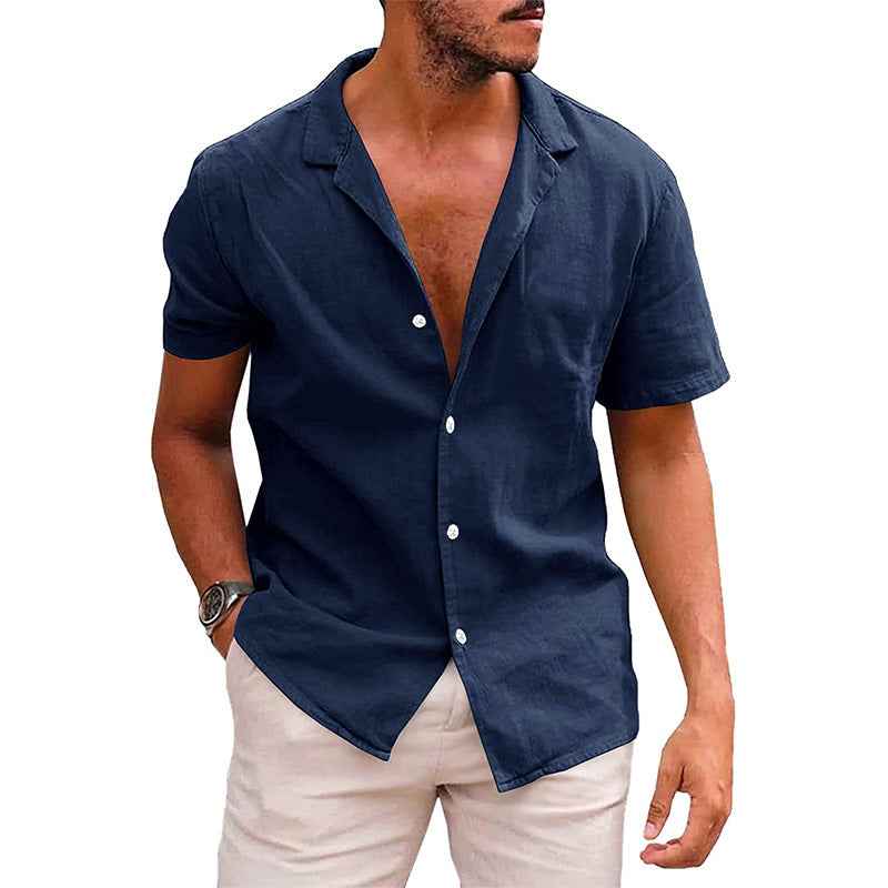 Men's Casual Button Down Beach Shirt - Short Sleeve Summer Top