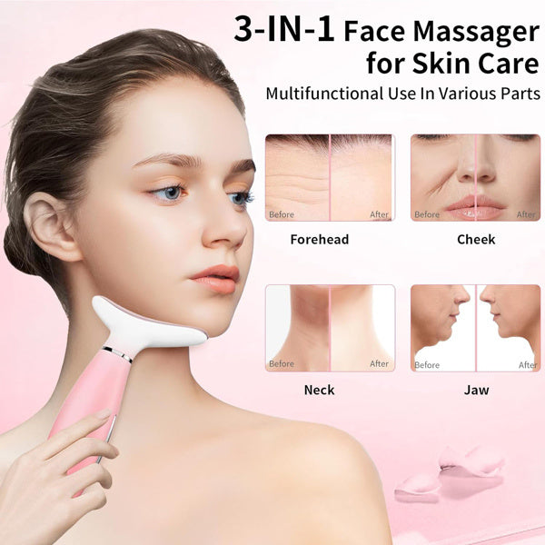 Facial And Neck Massager, Pink Neck Beauty Device - DropOnline.co