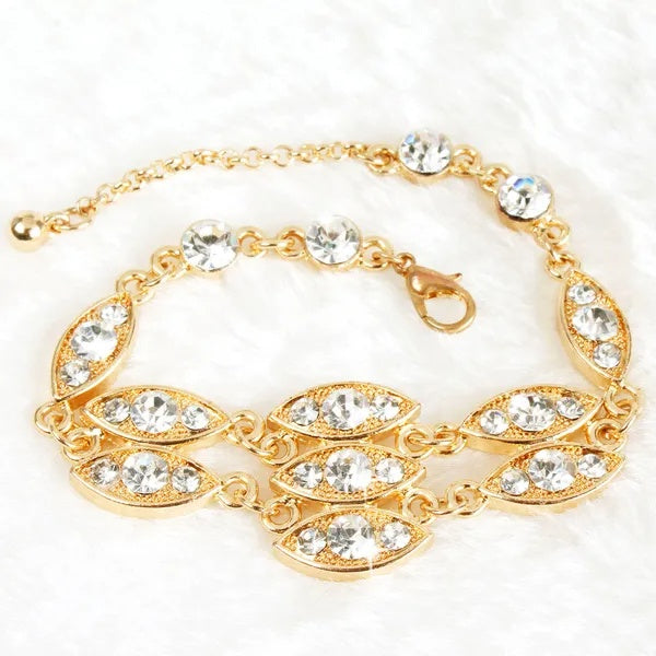 Noble Burnished Gold Bling Rhinestone Bracelet - DropOnline.co