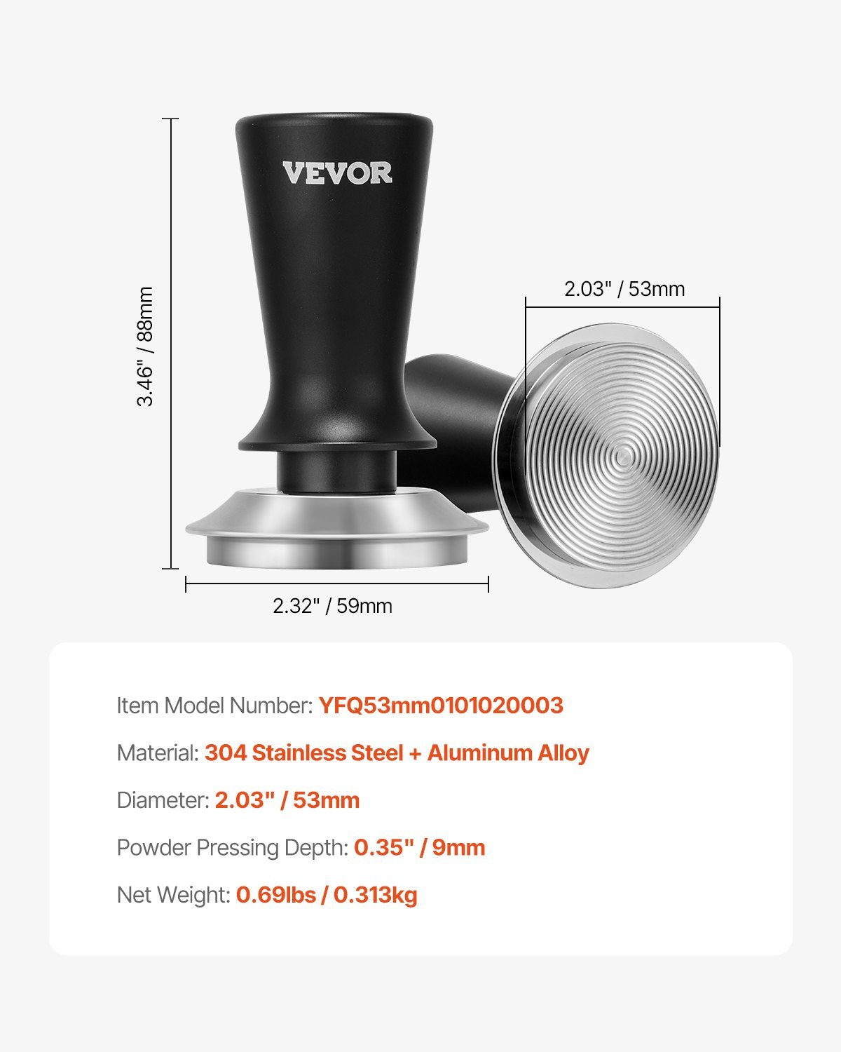 53mm Espresso Tamper Stainless Steel Coffee Tamper With Spring - DropOnline.co