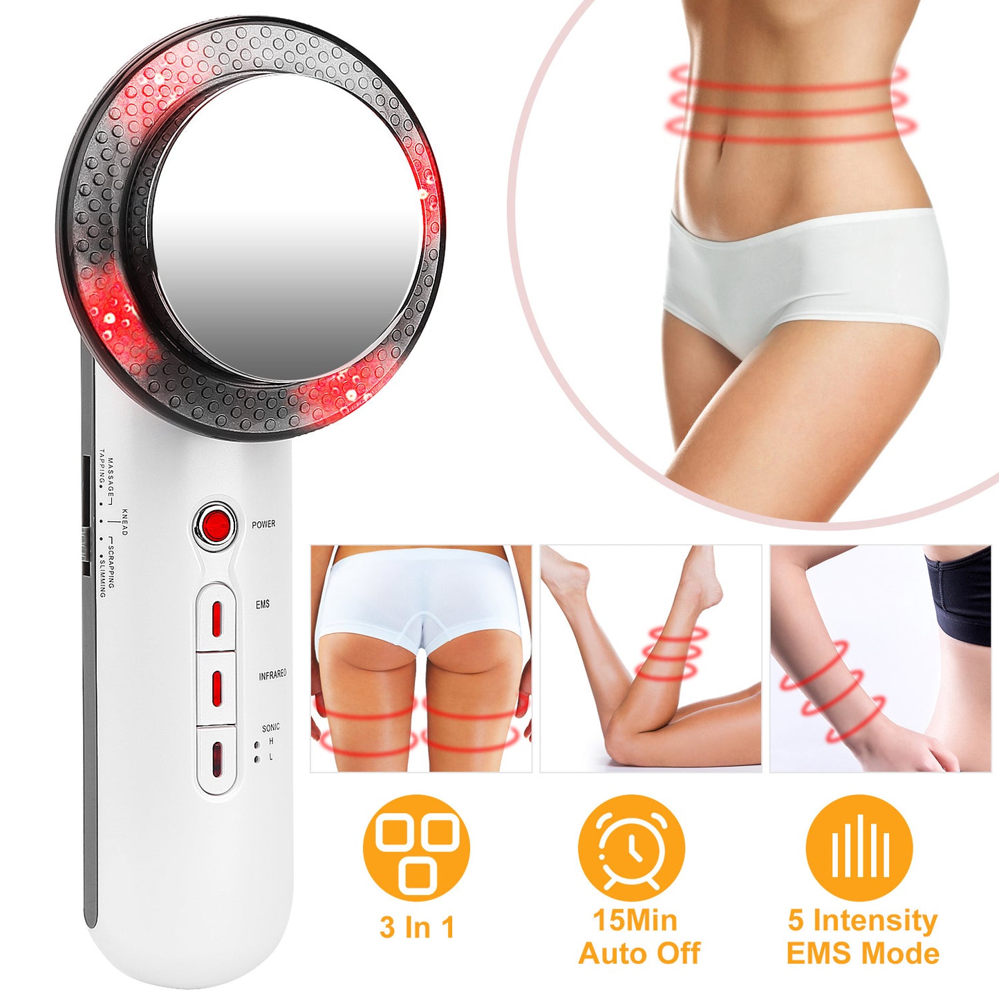 1Pc Ultrasonic Body Shaping Machine 3 In 1 Multifunctional EMS Infrared Massager Fat Remover For Belly Waist Leg Arm Skincare - DropOnline.co