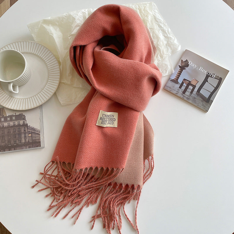 Double-Sided Artificial Cashmere Scarf - Women's Winter Warm Couple Scarf - DropOnline.co