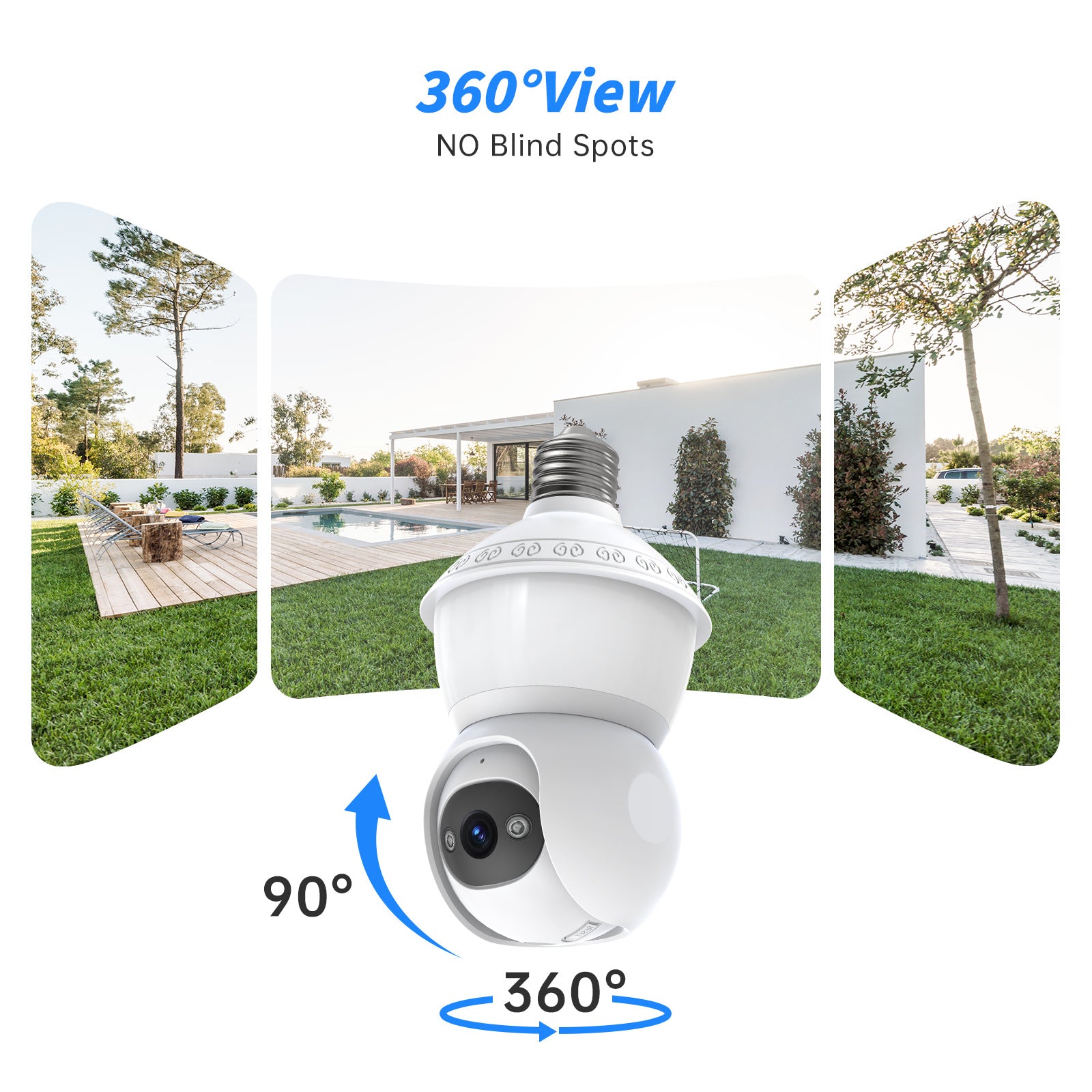 PTZ Bulb Camera E27 Full-Color Panoramic HD Wireless Light Bulb Surveillance CMOS Home WiFi Pan-Tilt Cloud - DropOnline.co