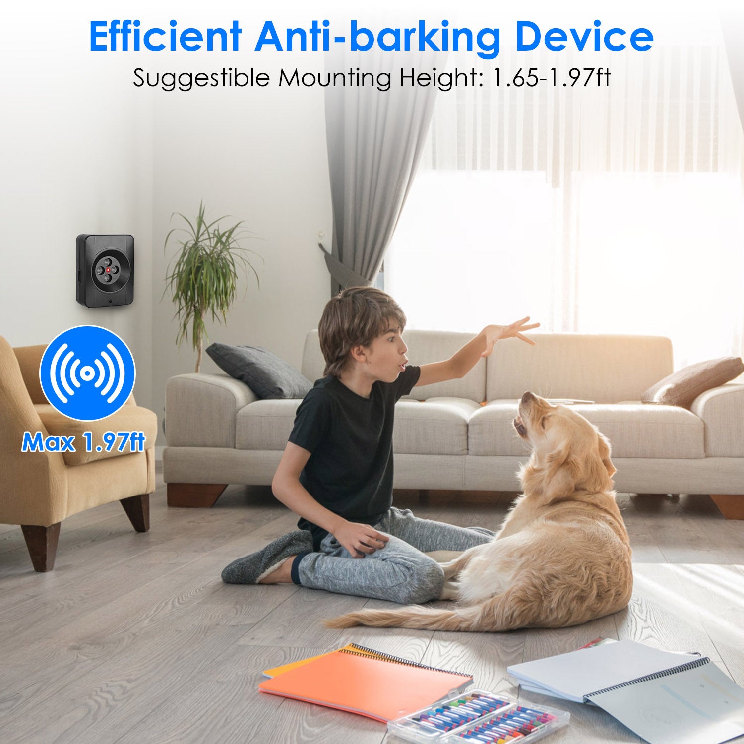1Pc Ultrasonic Anti Barking Device Indoor Outdoor Dog Bark Control With 3 Frequency Levels Max 32.8Feet Sensing Distance For Most Dog Sizes - DropOnline.co
