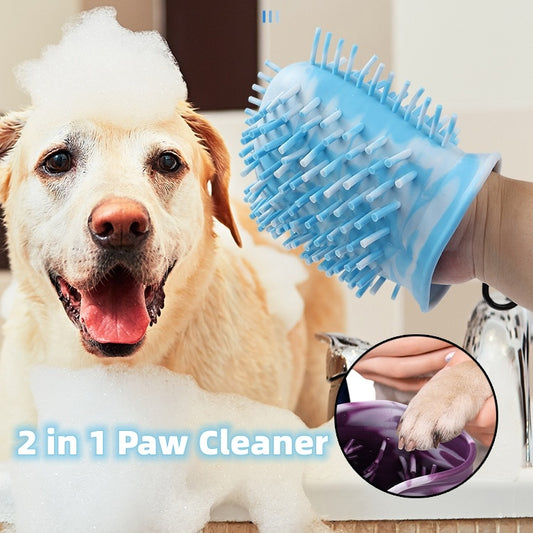 2-in-1 Dog Paw Cleaner Cup - Portable Pet Foot Washing Brush with Soft Silicone Bristles - DropOnline.co