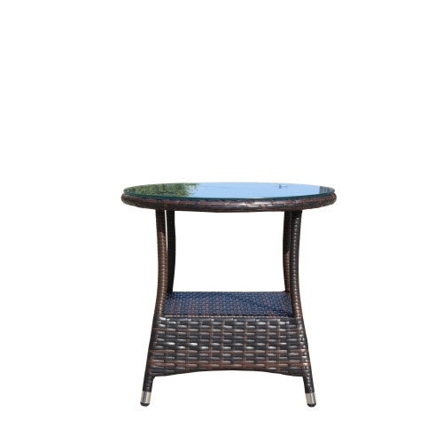 Outdoor Patio Furniture 1 Round Coffee Table With Clear Tempered Glass - DropOnline.co
