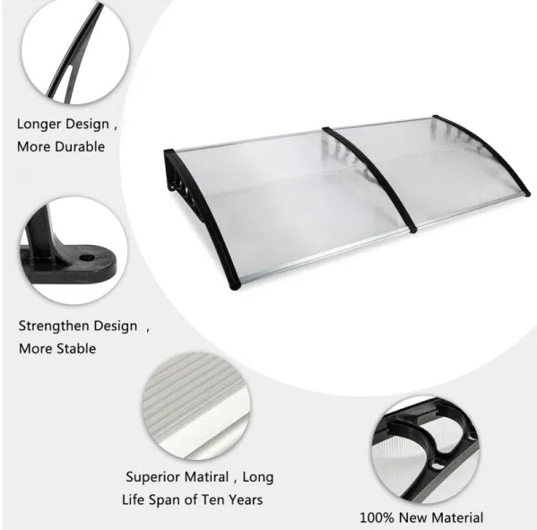Outdoor Front Door Window Awning Patio Canopy Rain Cover UV Protected Eaves RT - DropOnline.co