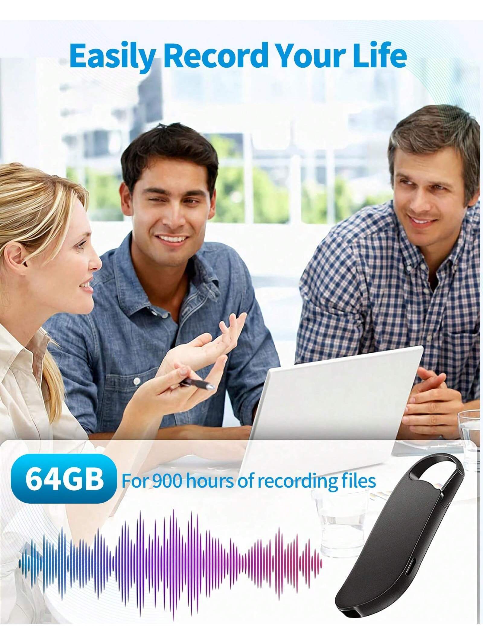 64GB Digital Voice Recorder, USB C Interface, Voice Activation And Noise Reduction, Suitable For Lectures, Meetings, Interviews, 900 Hours Of Large Capacity, Metal Casing - DropOnline.co