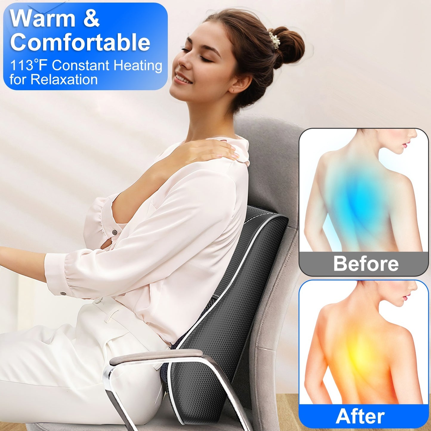 1Pc Back Massager With Heat 3D Kneading Massage Pillow Shiatsu Full Body Massager For Back Neck Waist Arm Abdomen Calf - DropOnline.co