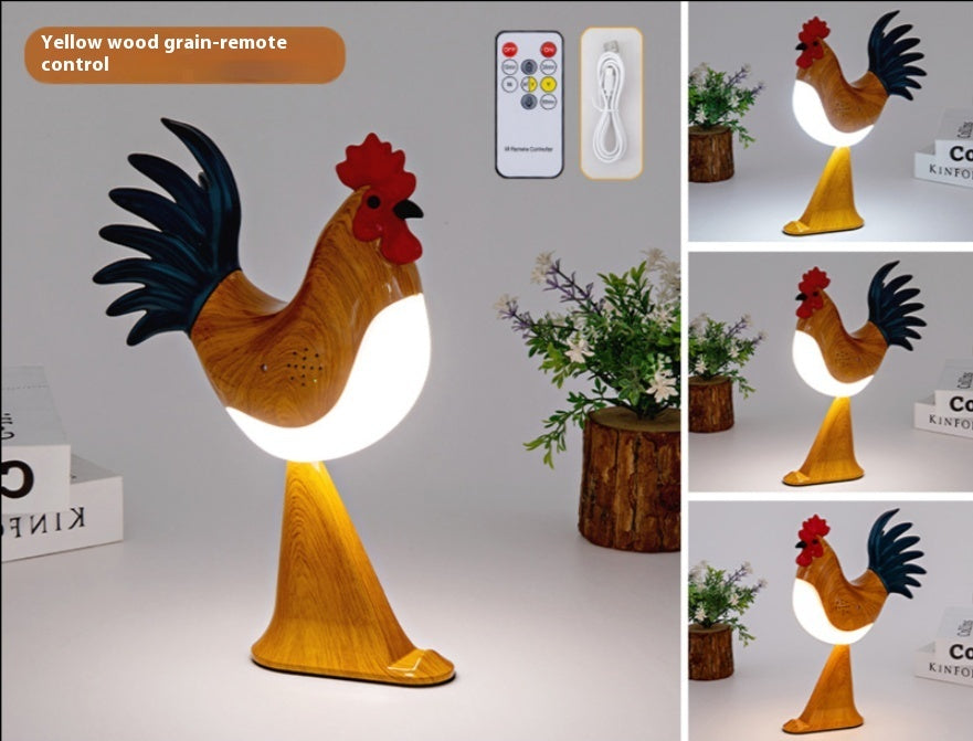 LED Rooster Night Light Touch With Sound Rechargeable Bedroom Bedside Lamp Dimmable Car Ambience Aroma Carrying Lamp Home Decor - DropOnline.co