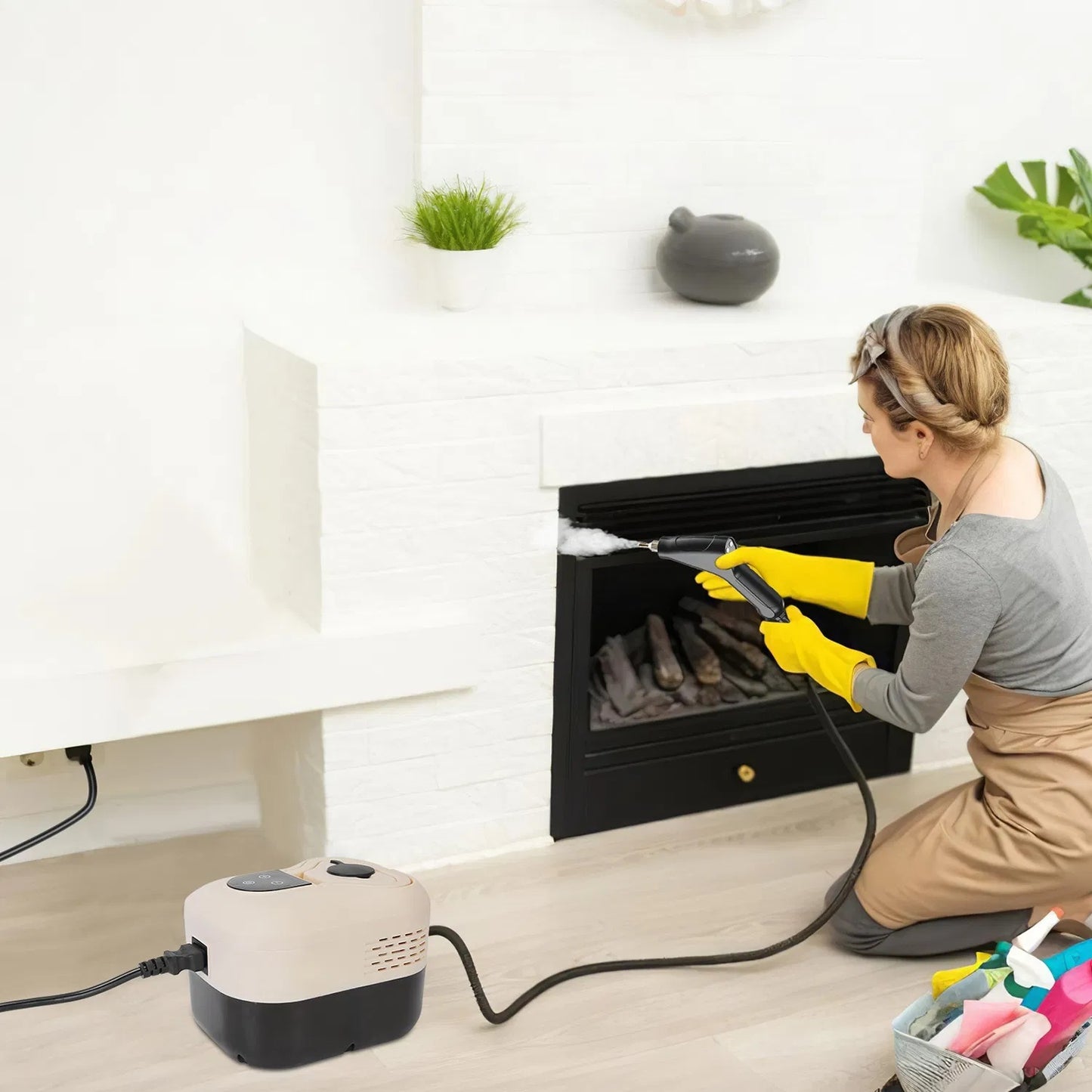 1500W Handheld High Temperature And Pressure Steamer Cleaner With 1200ML Tank 8 Accessories 6 Steam Levels Digital Display Handle Control For Dirt Grease Grout Tile Floor Couch Car - DropOnline.co