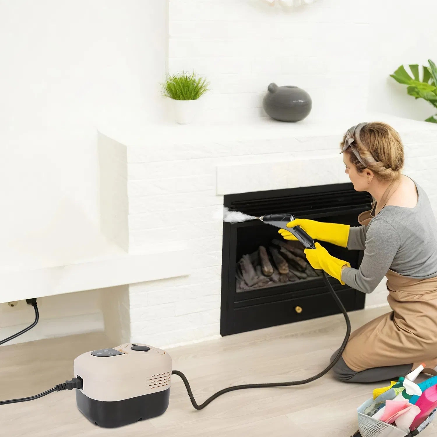 1500W Handheld High Temperature And Pressure Steamer Cleaner With 1200ML Tank 8 Accessories 6 Steam Levels Digital Display Handle Control For Dirt Grease Grout Tile Floor Couch Car - DropOnline.co