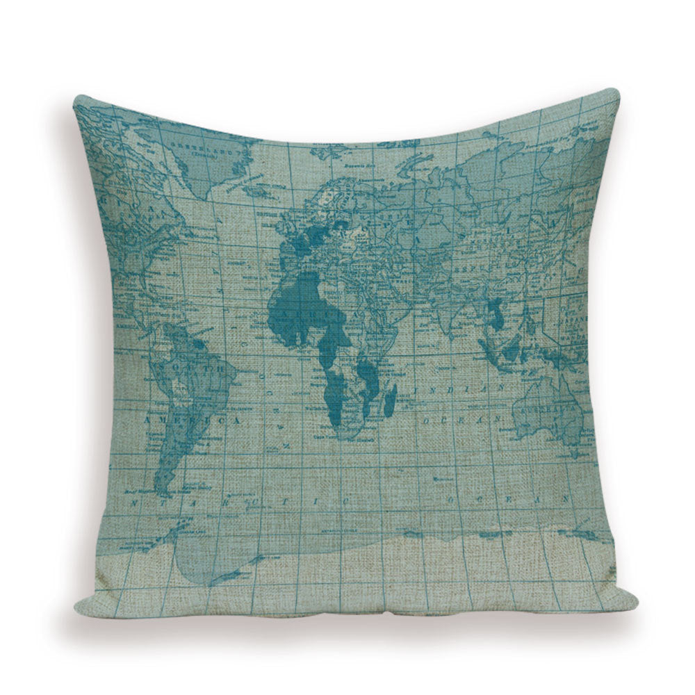 New Retro Toss Pillow Case European World Map Cushion Cover Seat Sofa Covers Morocco Linen House Home Decor Throw Pillows Cases - DropOnline.co