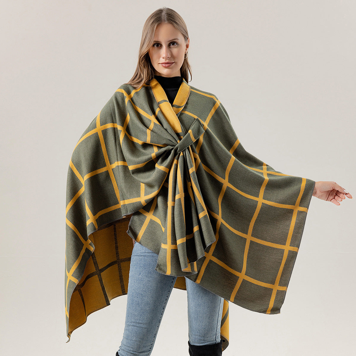 Women's Fashion Gingham Check Warm Scarf - Classic Plaid Winter Wrap - DropOnline.co