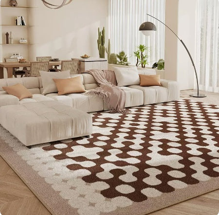 Living Room Carpet Checkerboard Bedroom Floor Cushion Sofa Coffee Table Blanket Dirt Resistant - DropOnline.co