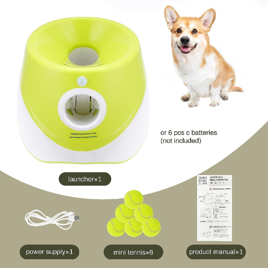 Only Supports Self Pickup  Dog Ball Thrower, Automatic Ball Launcher, Indoor-Outdoor Interactive Dog Toy With Three Scopes, Includes Balls And A Data Cable, Grey-Green - DropOnline.co