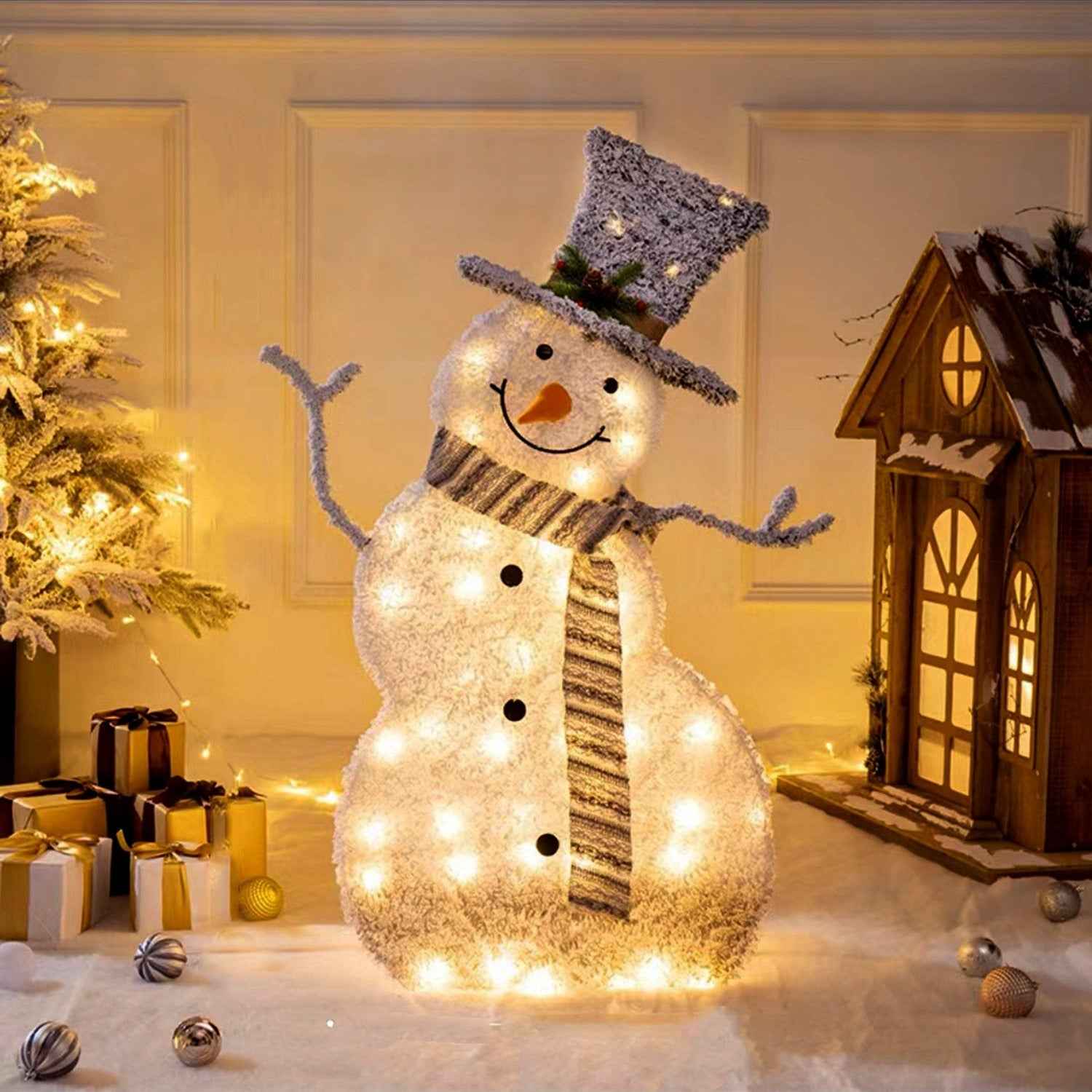 LED Christmas Snowman Decoration Light - Collapsible Battery Operated with Removable Hands - DropOnline.co