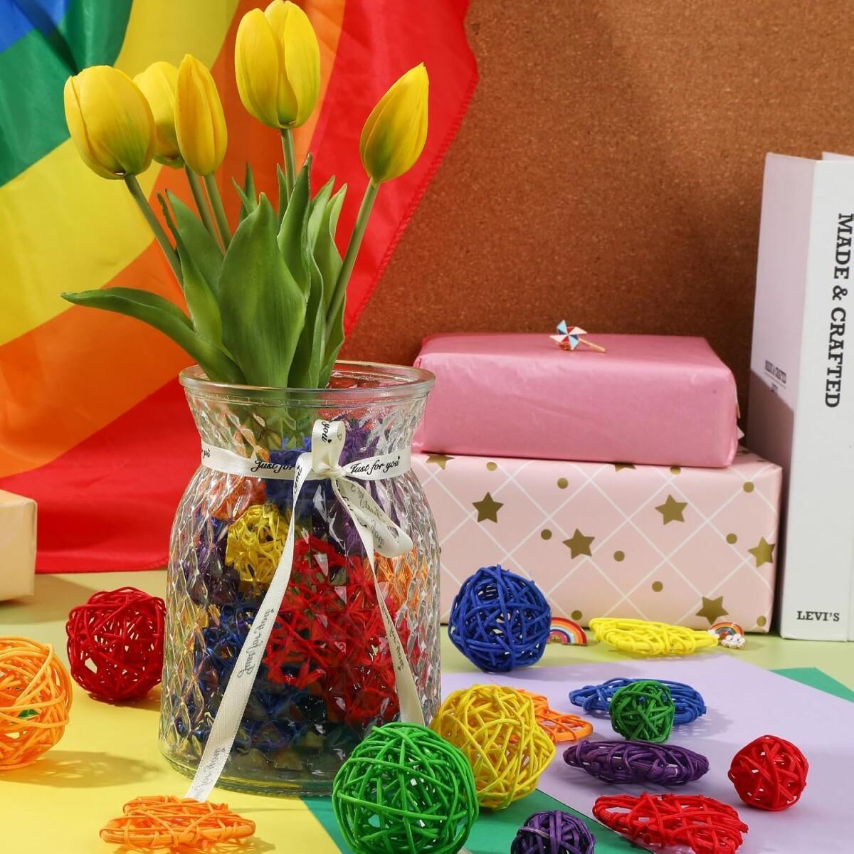 48Pcs Colorful Wicker Rattan Balls - DropOnline.co