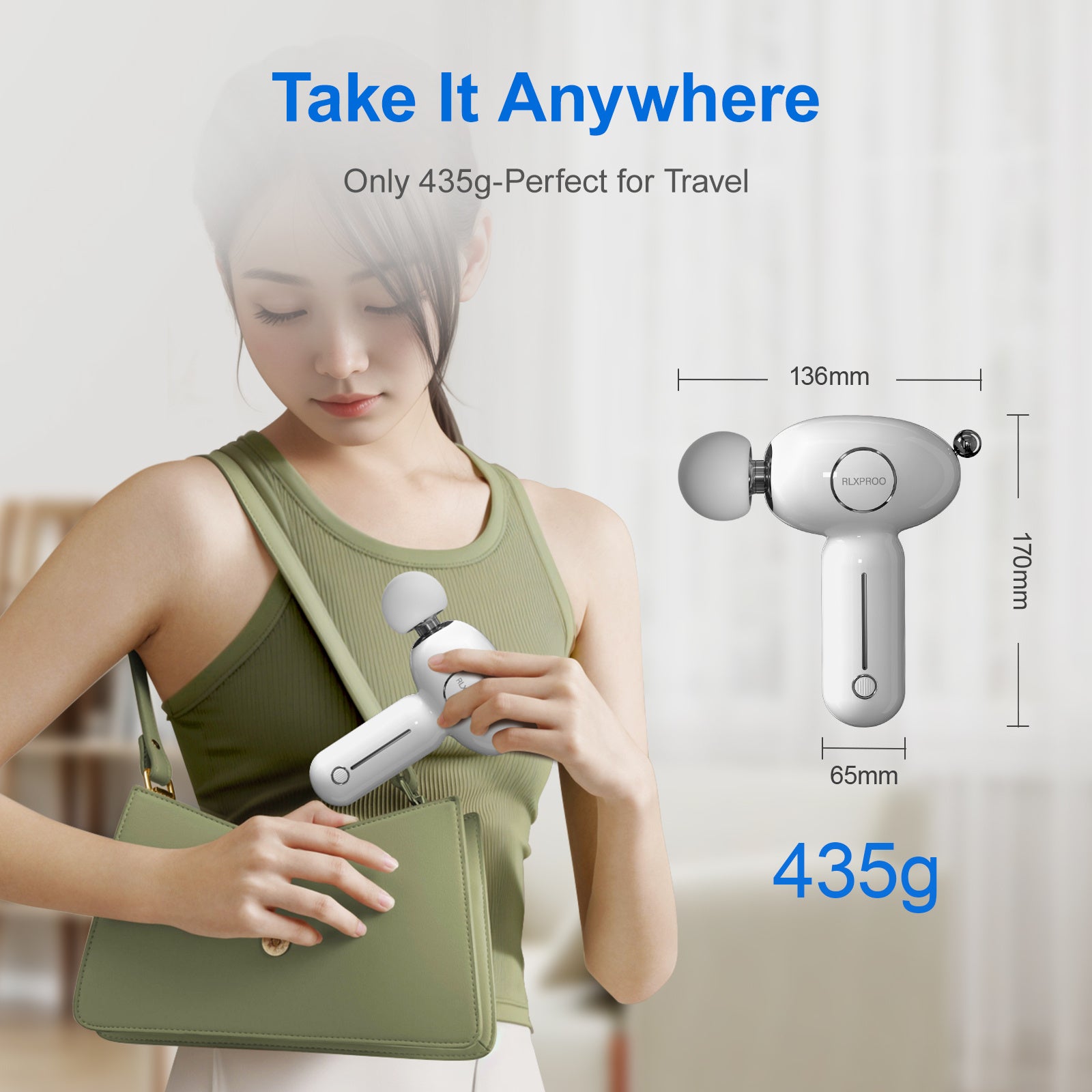 DRS-8120D Mini Massage Gun - Deep Tissue Percussion Massager With Heating Function, 5 Speed Levels, Portable Muscle Relaxation For Athletes & Recovery, USB Rechargeable - DropOnline.co