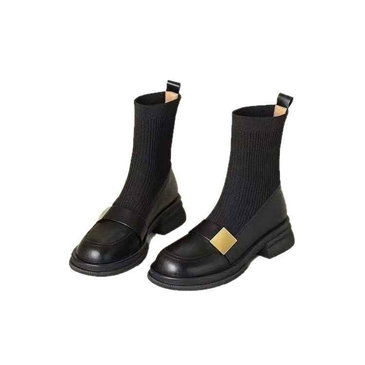Mid-heel Retro New Loafer Ankle Boots
