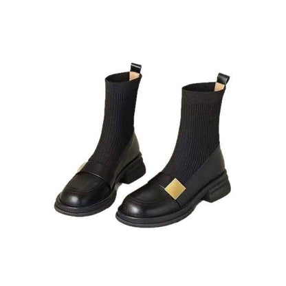 Mid-heel Retro New Loafer Ankle Boots