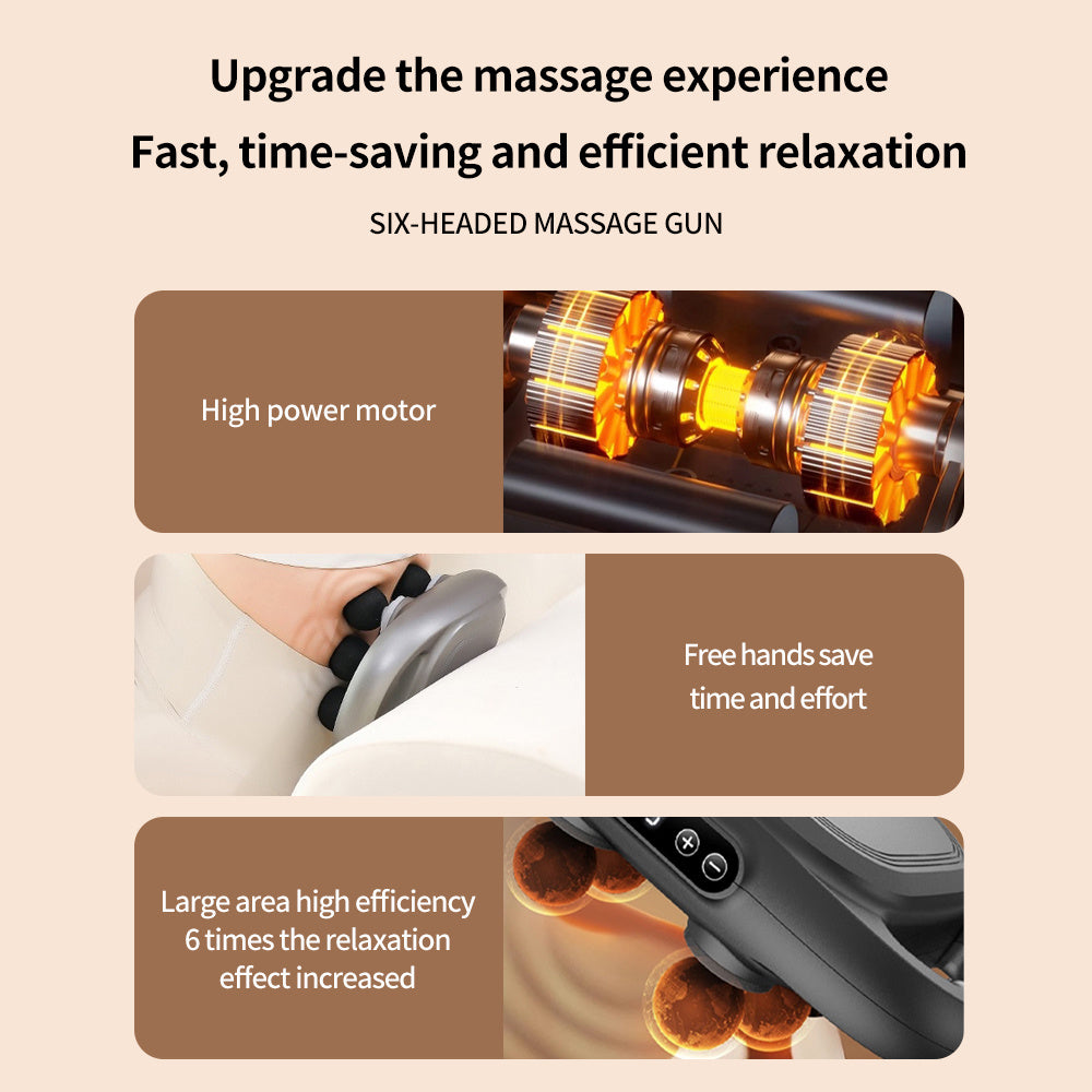 Handheld Deep Tissue Massagers  Percussion Massage Gun  6-Head Back Massager For Muscle Relaxation In Back Leg Neck Shoulder And Body Gifts For Families And Friends - DropOnline.co
