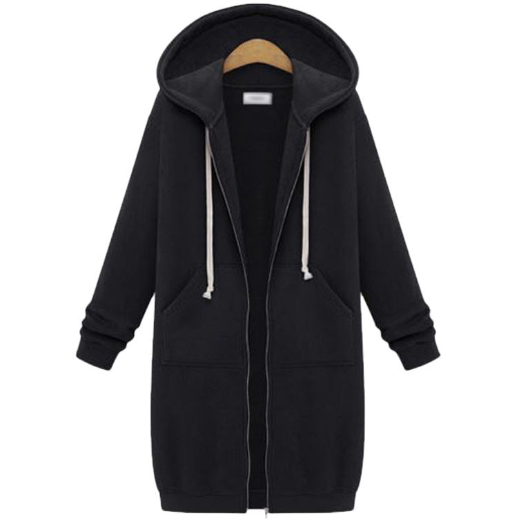 Hooded Long Sleeve Sweater Fleece Long Jacket - DropOnline.co