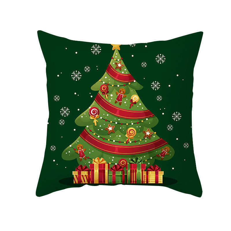 Cartoon Santa Claus Series Peach Skin Sofa Cushion Cover - Fun Christmas Holiday Decoration - DropOnline.co