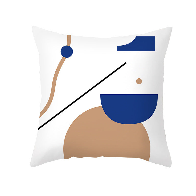 Ins Blue Abstract Super Soft Printing Pillowcase - Retro Art Sofa Cushion for Modern Home - DropOnline.co