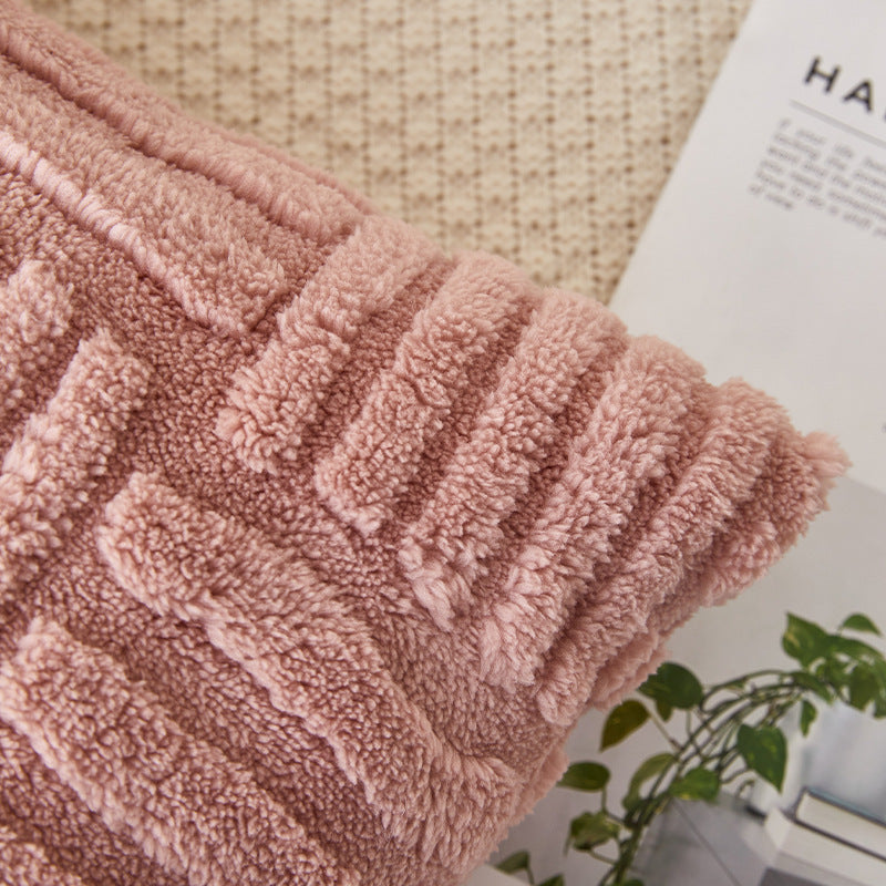 Sofa Bed Side Cushion Comfortable Velvet Vertical And Horizontal Lines Pillow Cover - DropOnline.co