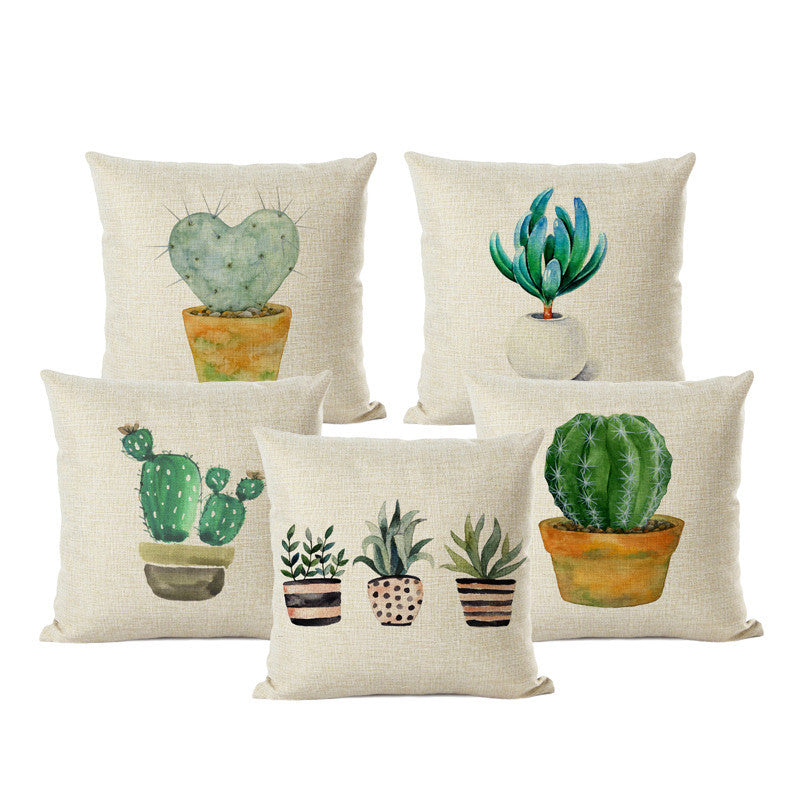 Cactus Cotton Linen Cushion Cover Home Car Interior - DropOnline.co