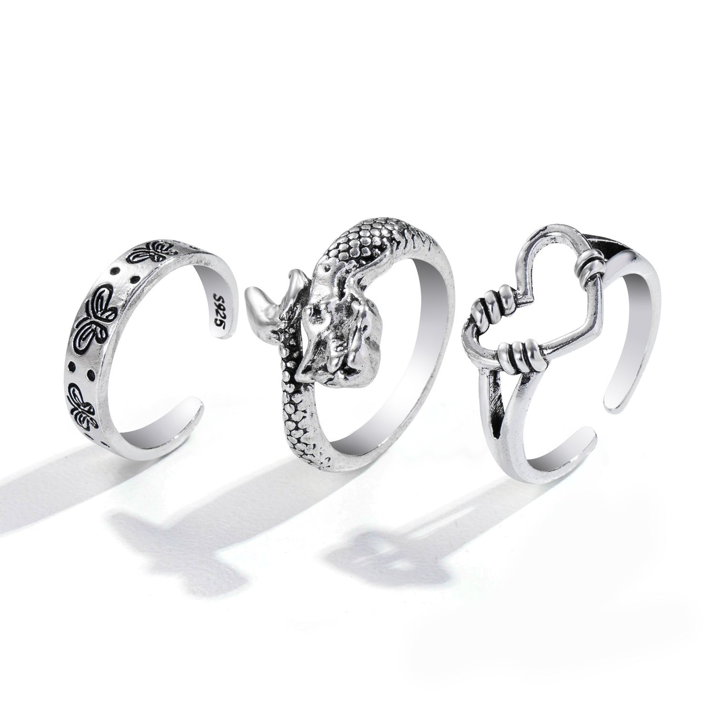 Hot Selling Creative Personality Butterfly 2-Piece Ring Set - Punk Style Couple Rings - DropOnline.co