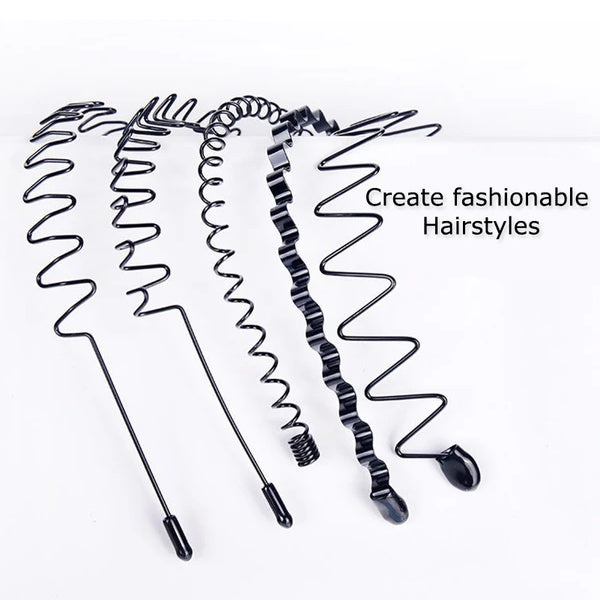6Pcs Metal Hair Headband Wave Style Hoop Band Comb Sports Hairband Men Women US - DropOnline.co