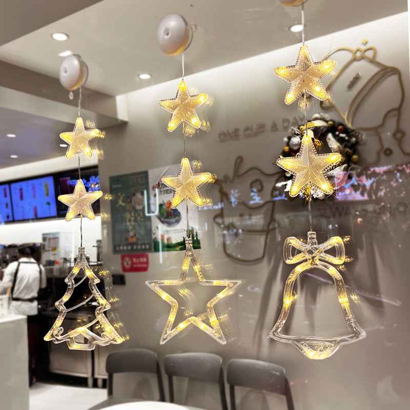 Christmas LED Suction Cup Window Lights 3-Pack - Star Tree Snowflake Hanging Ornaments - DropOnline.co