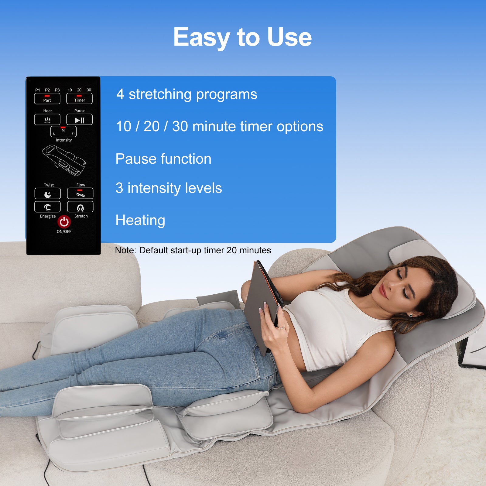 Detachable Smart Massage Mattress,Independent Lumbar And Back Heat Therapy,Overload Automatic Protection,Removable And Washable - DropOnline.co