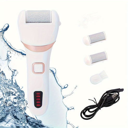 Electric Foot Grinder And Callus Remover, Electric Foot Polisher, Rechargeable Foot Washing And Pedicure Kit, Suitable For Cracked Heels And Dead Skin, With 3 Roller Heads - DropOnline.co