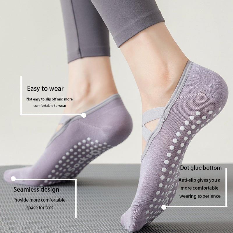 3 Pairs Yoga Socks for Women - Non-Slip Grips for Pilates, Barre & Ballet - DropOnline.co