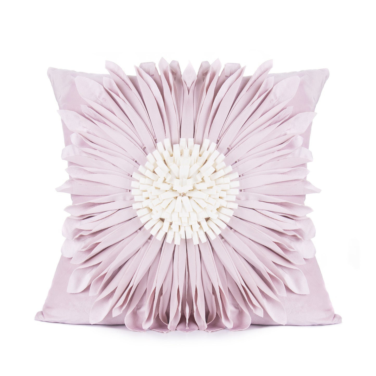 Fashion Modern Style White Throw Pillows Velvet Stitching 3D Chrysanthemum Cushion Waist Pillow Blue Cushion Case - DropOnline.co