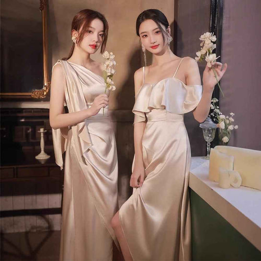 Simple And Light Luxury Satin Sisters Group Party Formal Dress