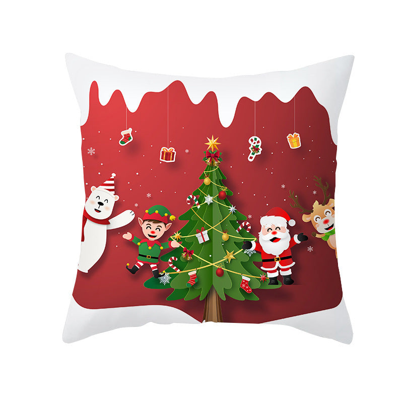 Cartoon Santa Claus Series Peach Skin Sofa Cushion Cover - Fun Christmas Holiday Decoration - DropOnline.co